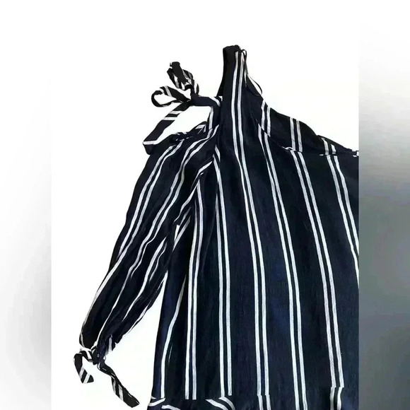 Zara Women's One Shoulder Blue & White Stripe Short Dress - Picture 3 of 10